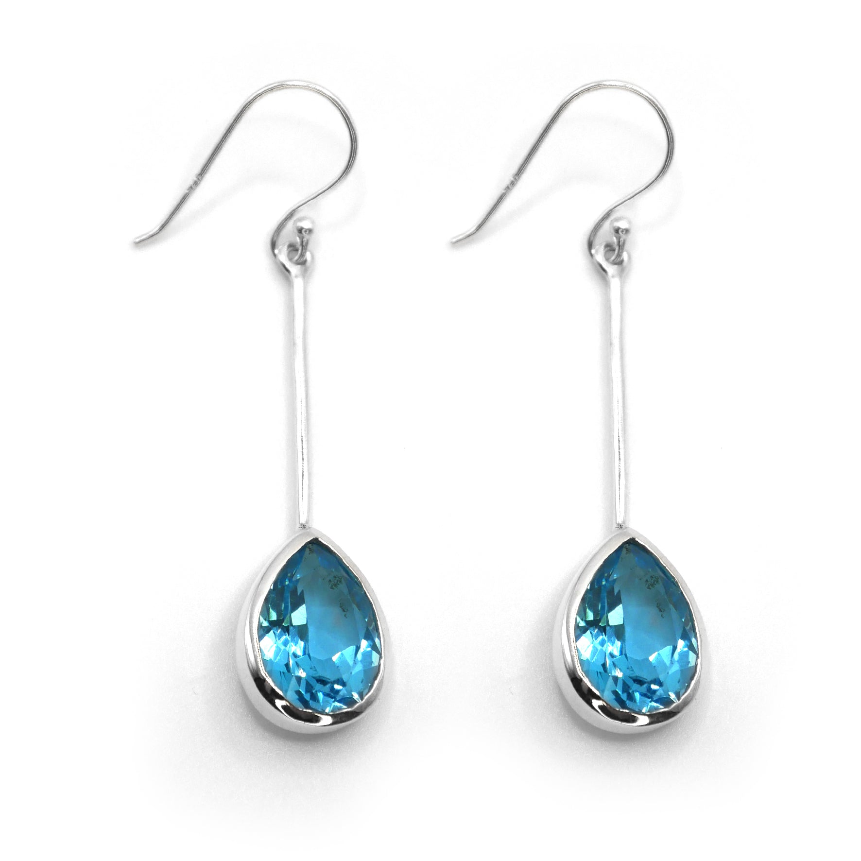 Sterling Silver Two Drops Earrings - top Aqua Collection