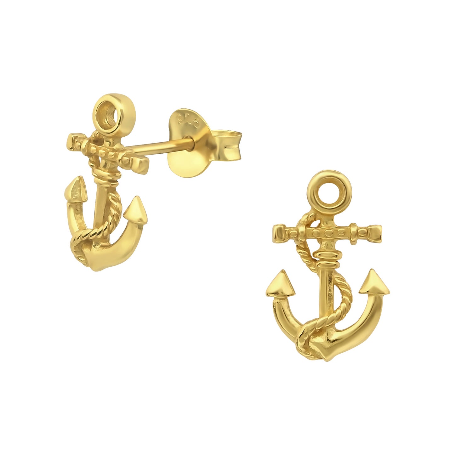 Anchor Studs, 24ct Gold Plated