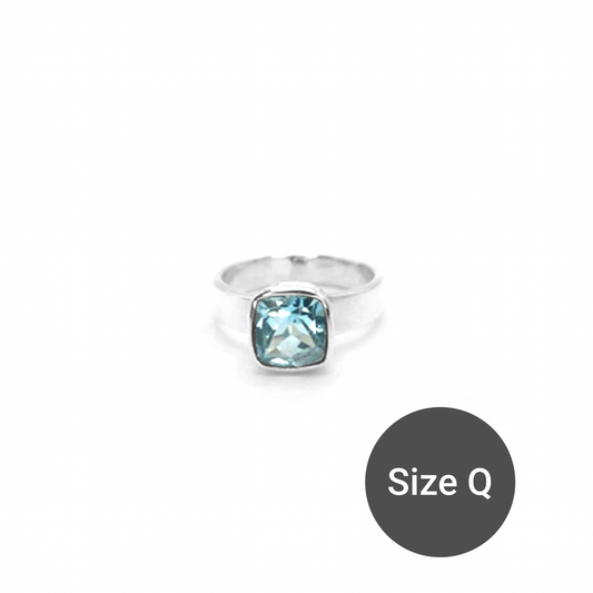 Blue Topaz Square Sweetie Ring