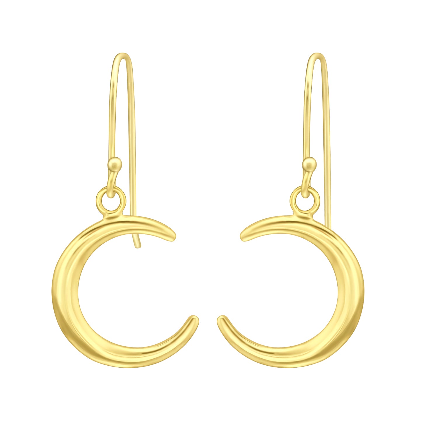 Moon Dangly Earrings, 24ct Gold Plated