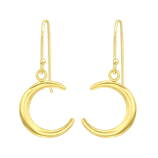 Moon Dangly Earrings, 24ct Gold Plated