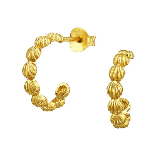 Seashells Mini Stud Hoop, 24ct Gold Plated