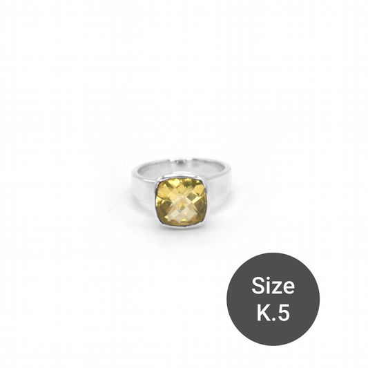 Lemon Quartz Square Sweetie Ring