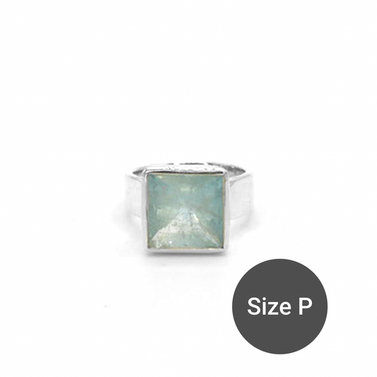 Aquamarine Square Cinderella Ring