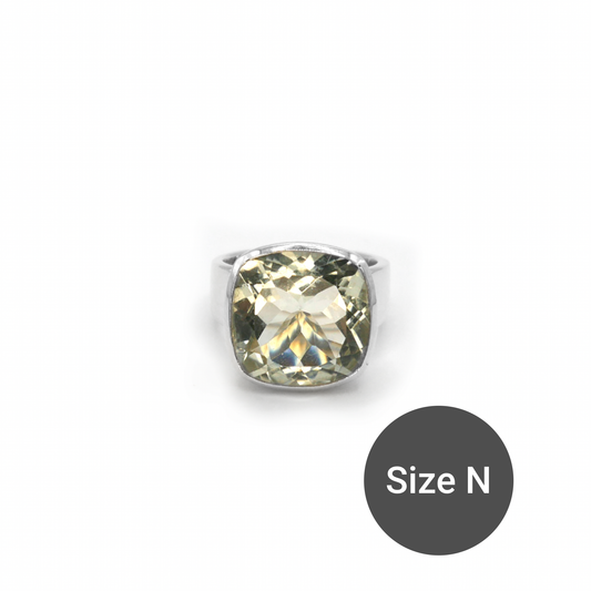 Green Amethyst Square Cinderella Ring