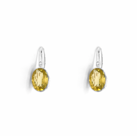 Yellow Quartz Midi Chunky Dangly Earrings