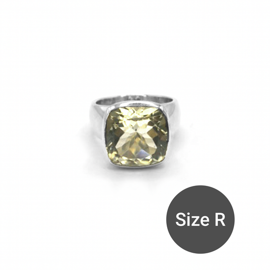 Green Amethyst Square Cinderella Ring