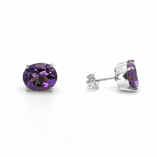 Purple Amethyst Stud Earrings