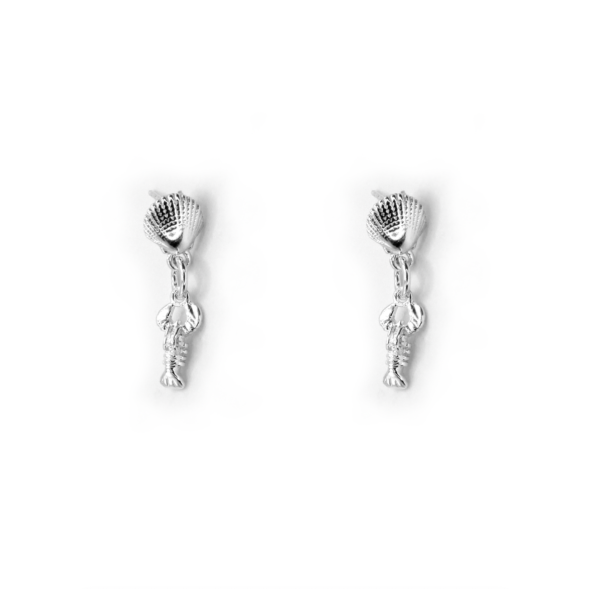 Shell & Lobster Drop Stud Earrings